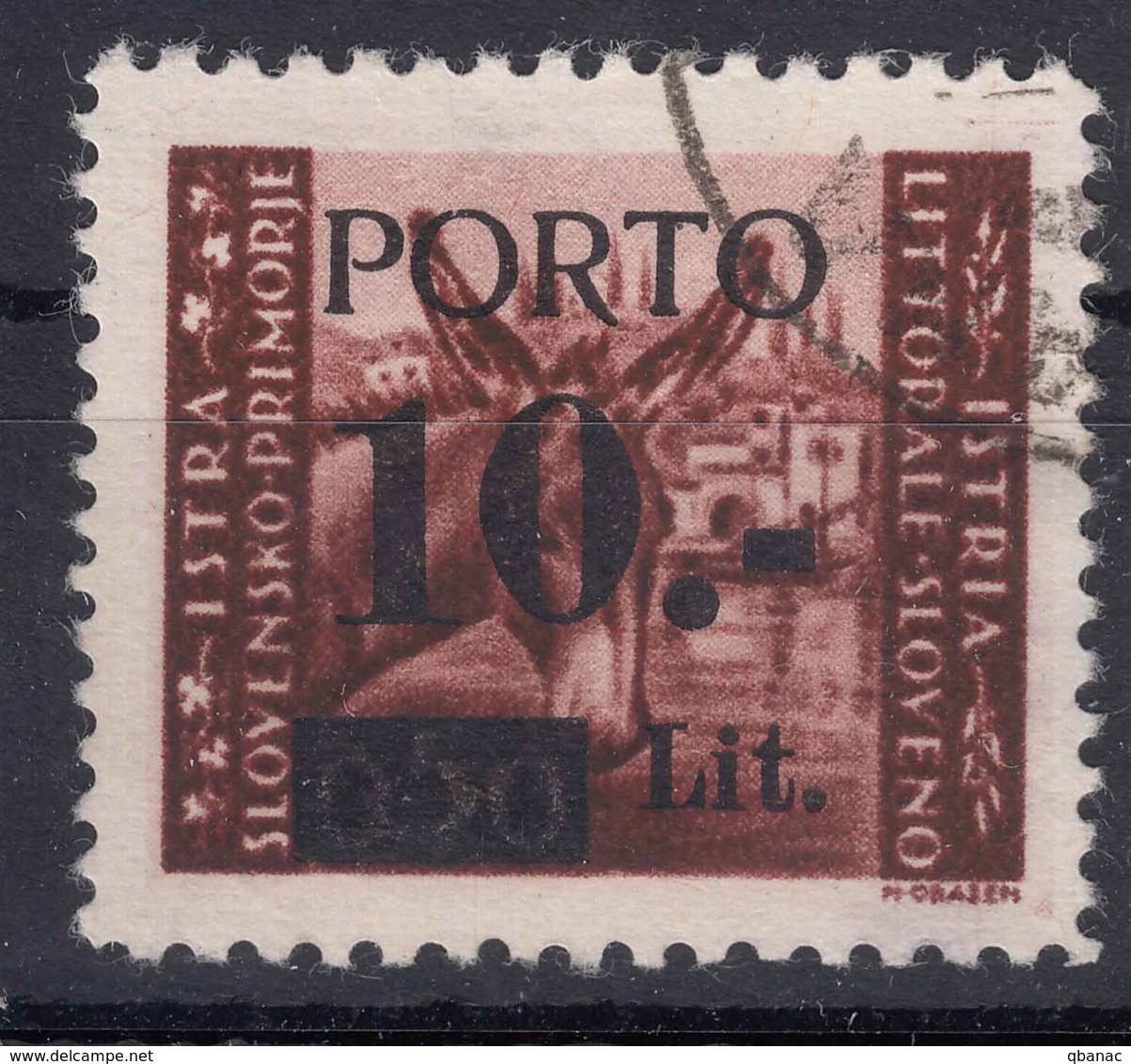 Istria Litorale Yugoslavia Occupation, Porto 1945 Sassone#4 Overprint I, Used - Joegoslavische Bez.: Istrië