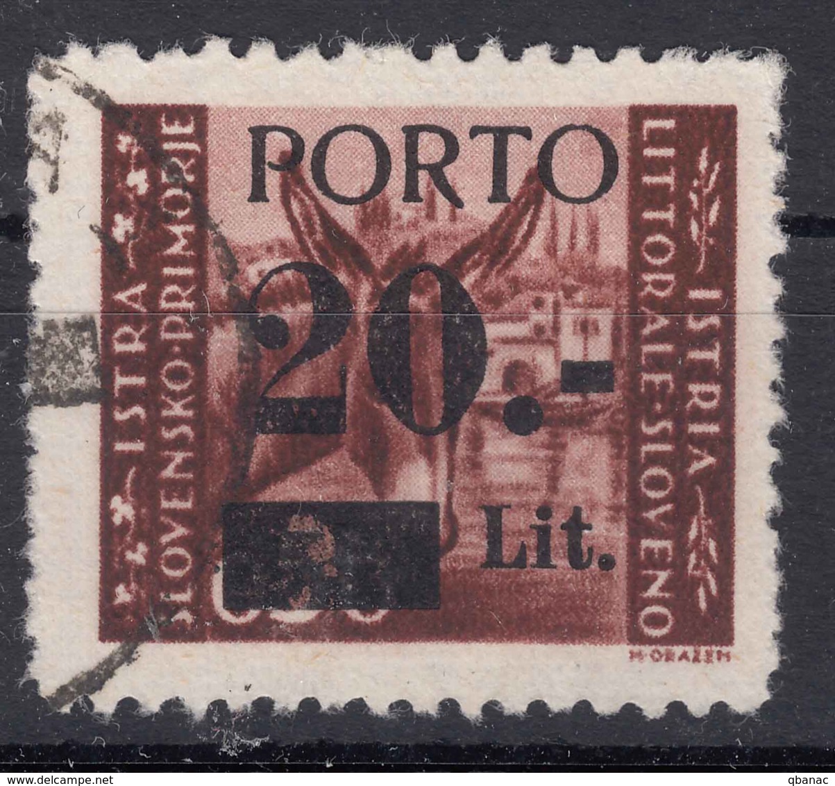 Istria Litorale Yugoslavia Occupation, Porto 1945 Sassone#5 Overprint I, Used - Occ. Yougoslave: Istria