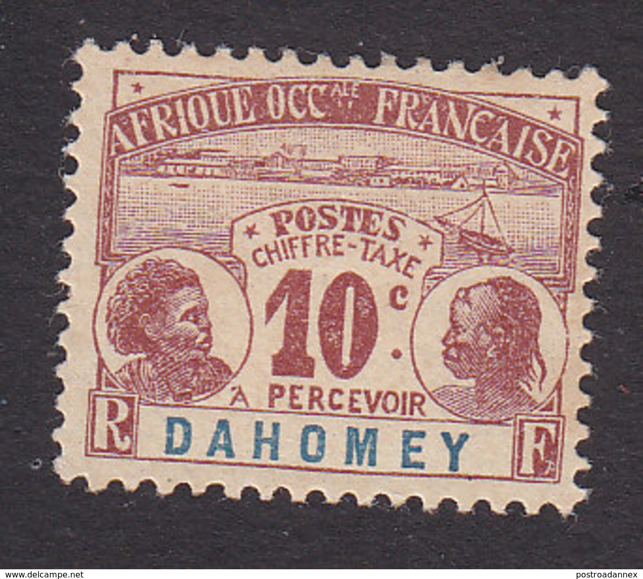 Dahomey, Scott #J2, Mint Hinged, Dahomey Natives, Issued 1906 - Unused Stamps