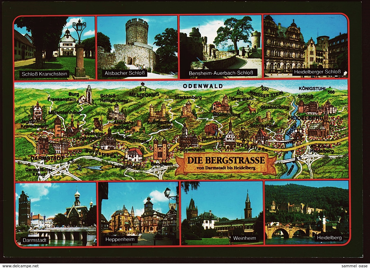 Die Bergstraße  -  Bensheim  -  Heppenheim  -  Weinheim  -  Mehrbild-Ansichtskarte Ca. 1995  (10615) - Bensheim