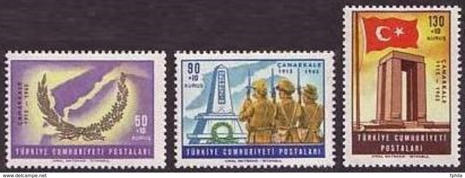 1965 TURKEY 50TH ANNIVERSARY OF THE CANAKKALE DARDANELLES VICTORY MNH ** - Neufs