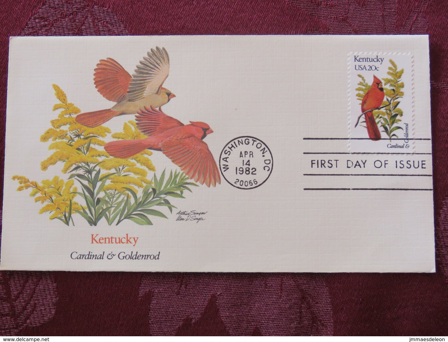 USA 1982 FDC Cover Washington - Kentucky State Bird And Flower - Cardinal - Lettres & Documents