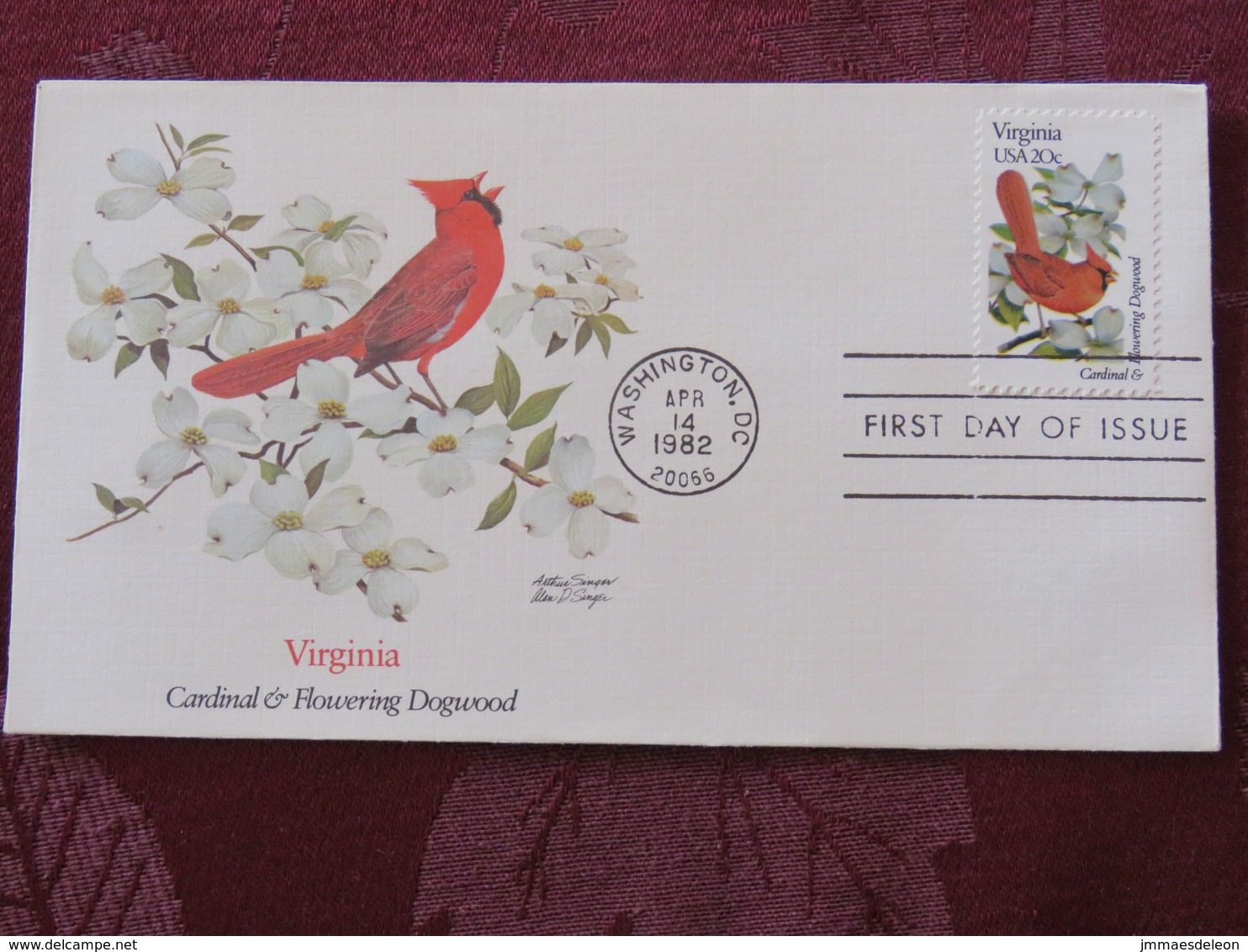 USA 1982 FDC Cover Washington - Virginia State Bird And Flower - Cardinal - Dogwood - Lettres & Documents