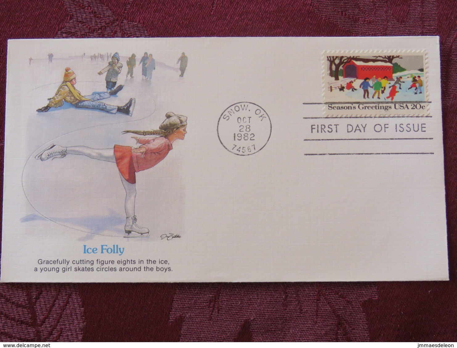 USA 1982 FDC Cover Snow - Season'sGreetings - Ice Folly - Skating - Lettres & Documents