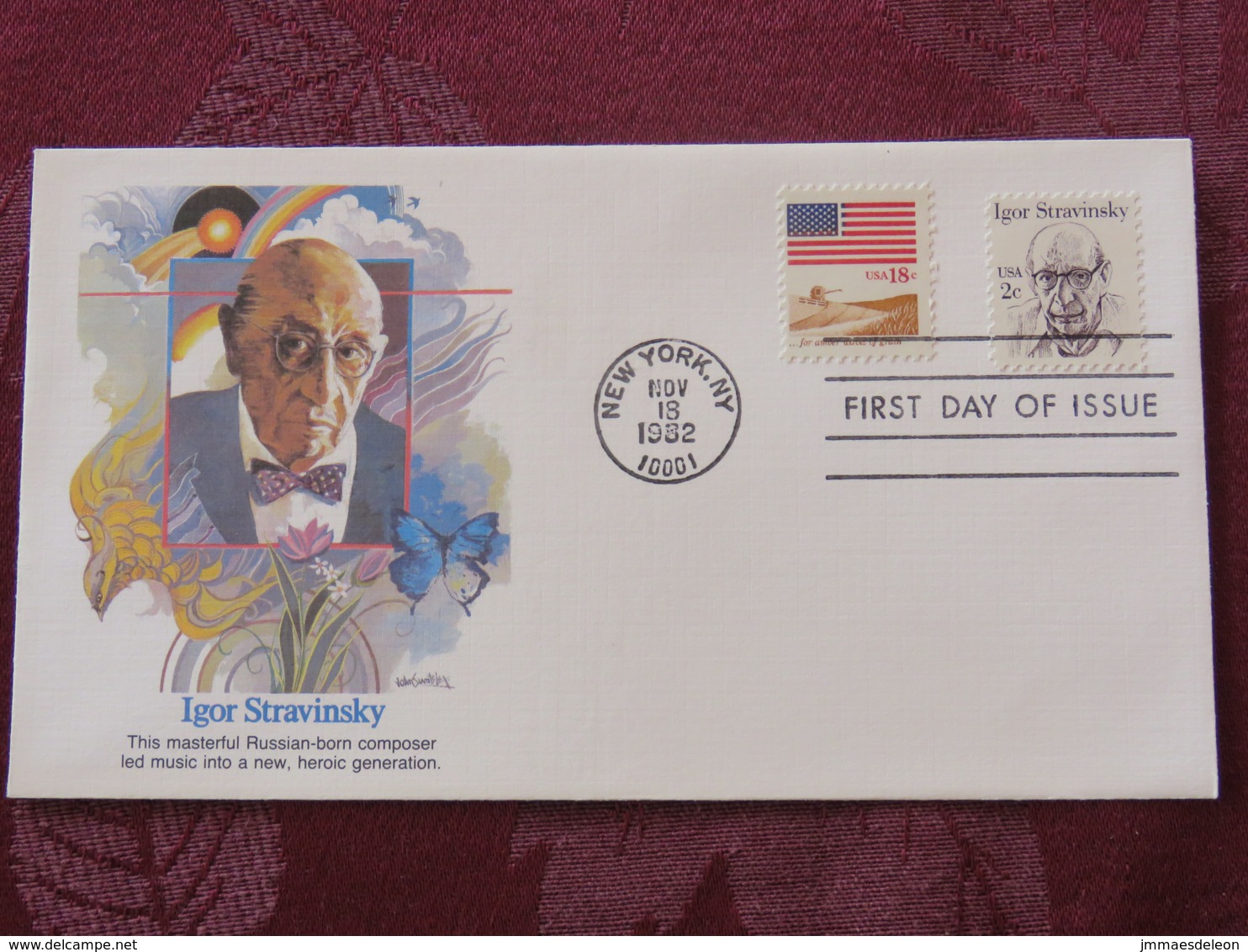 USA 1982 FDC Cover New York - Igor Stravinsky - Mujsic - Wheat Harvester - Lettres & Documents