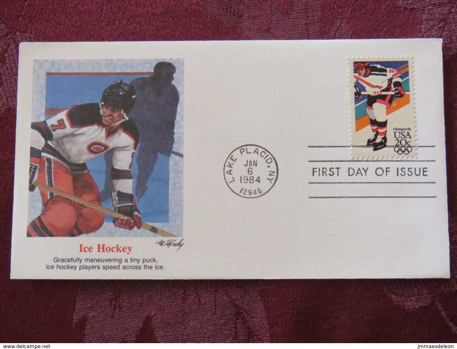 USA 1984 FDC Cover Lake Placid - Olympic Games - Ice Hockey - Storia Postale