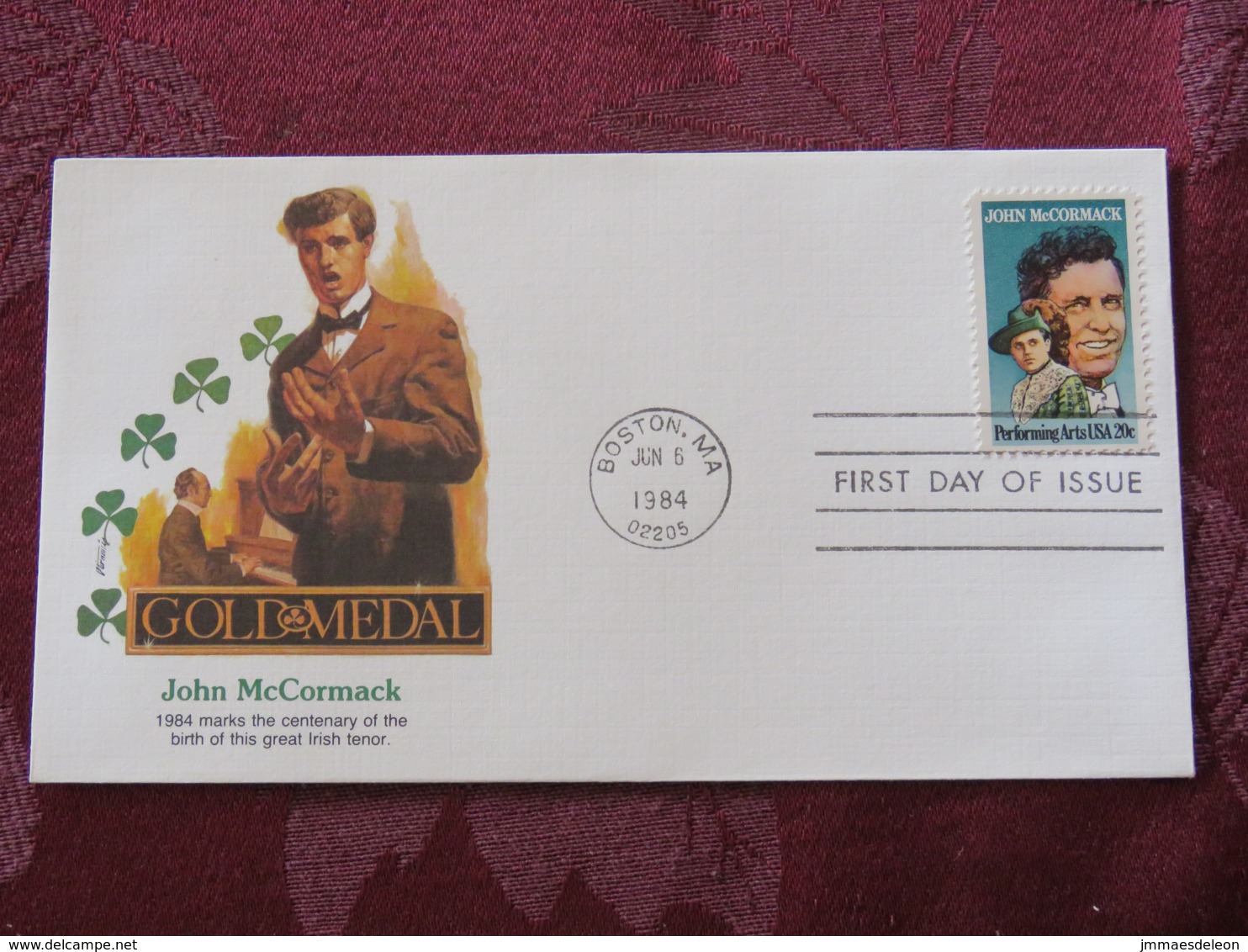 USA 1984 FDC Cover Boston - John McCormack - Irish Tenor Music - Brieven En Documenten