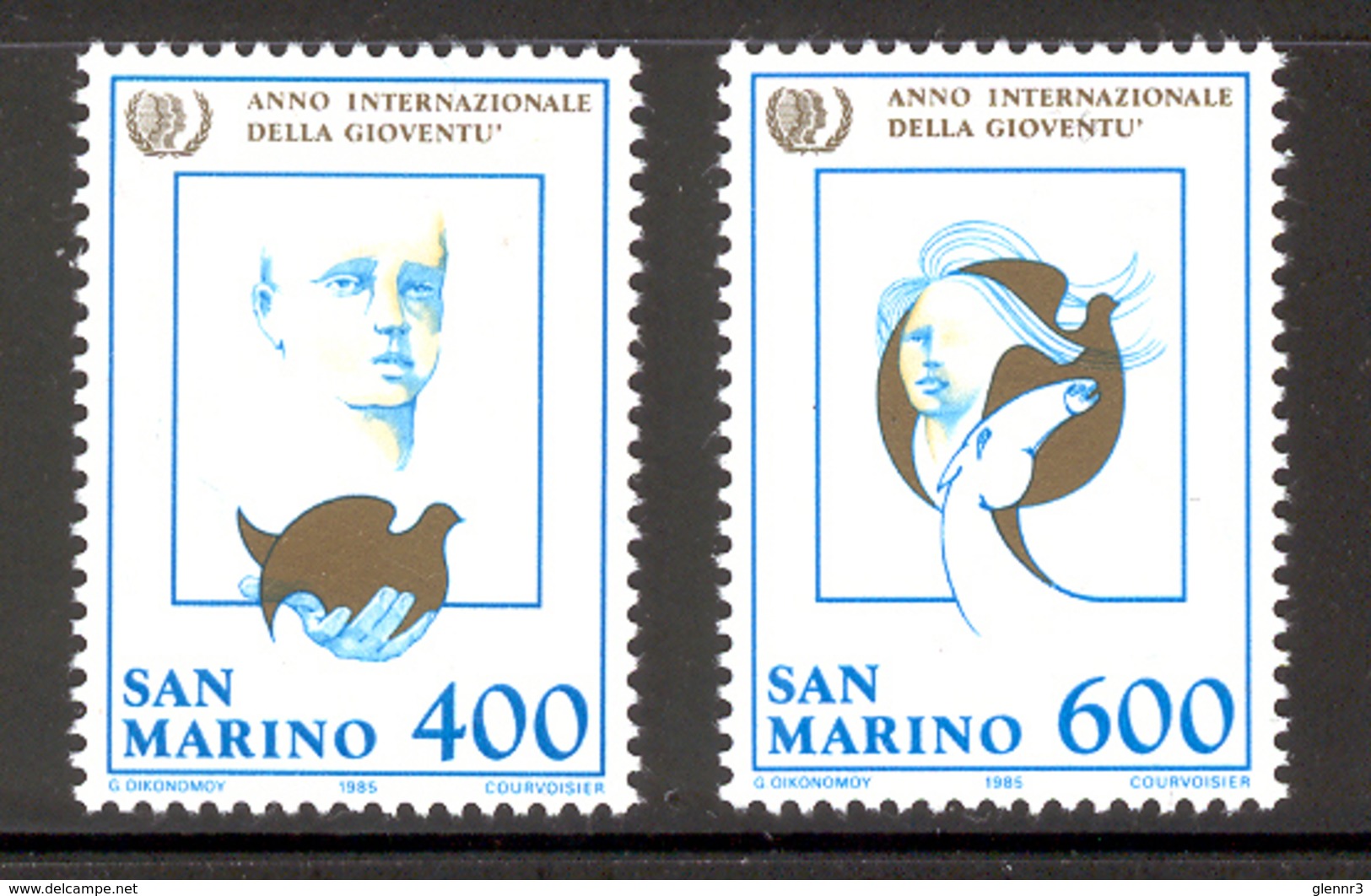 SAN MARINO 1985 International Youth Year Scott Cat. No(s). 1089-1090 MNH - Unused Stamps