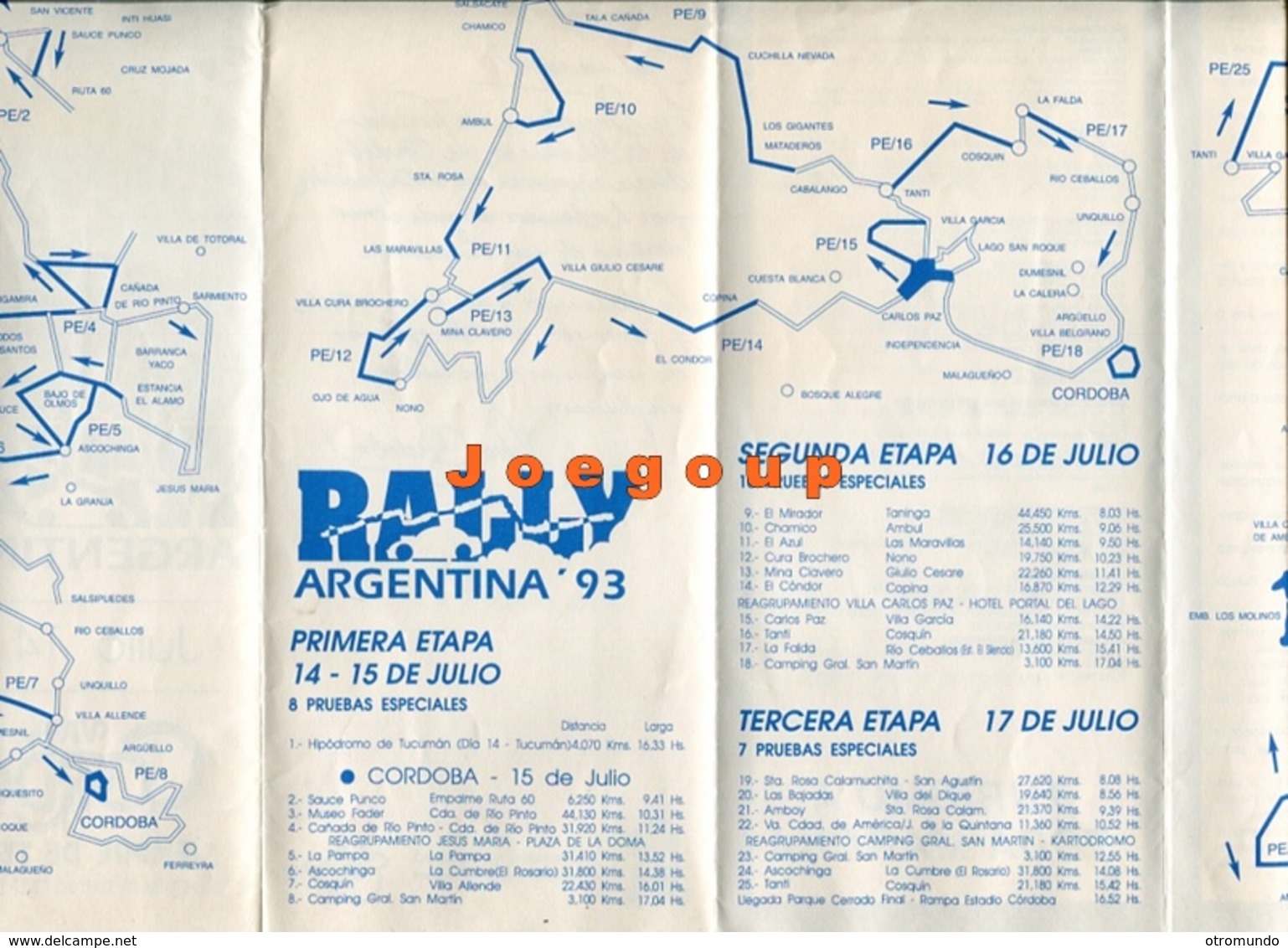 Folleto Rally Mundial Cordoba Argentina 1993 Automovilismo Car Race - Other & Unclassified