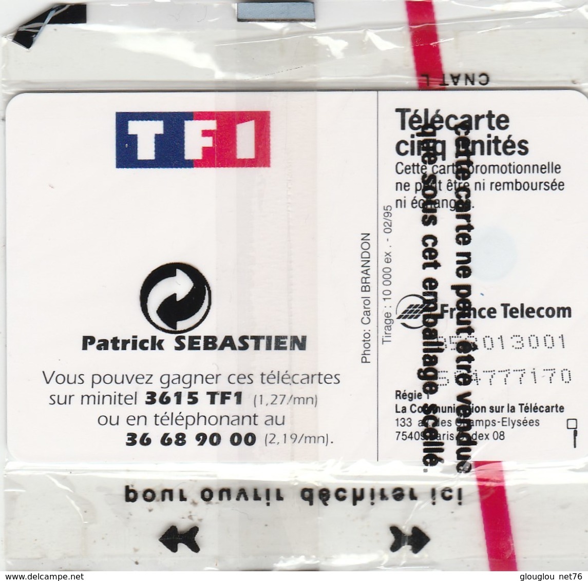 TELECARTE CINQ...PATRICK SEBASTIEN...NEUVE SOUS BLISTER - 5 Unités