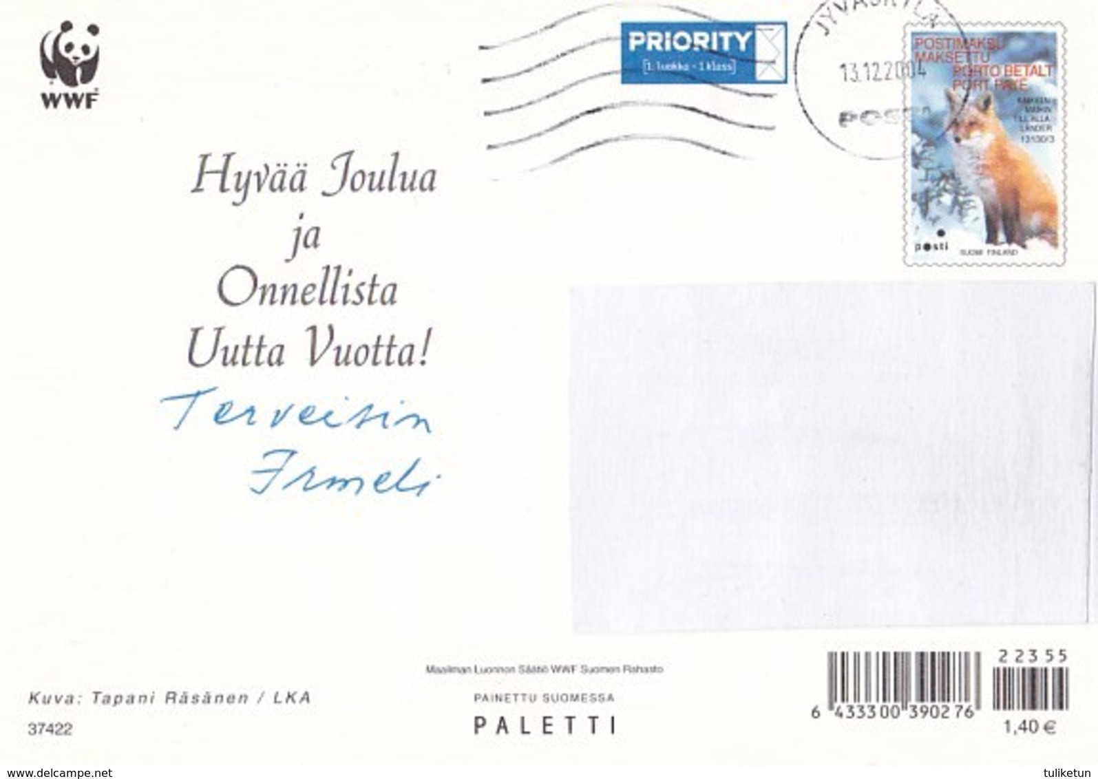 Postal Stationery - Bird - Bullfinch - WWF Panda Logo - Suomi Finland - Postage Paid - Entiers Postaux