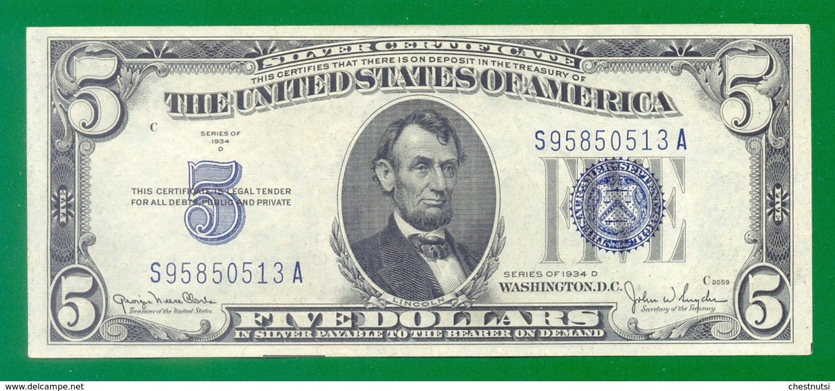 United States Fr#1654  $5 1934D  UNC - Certificats D'Argent (1928-1957)