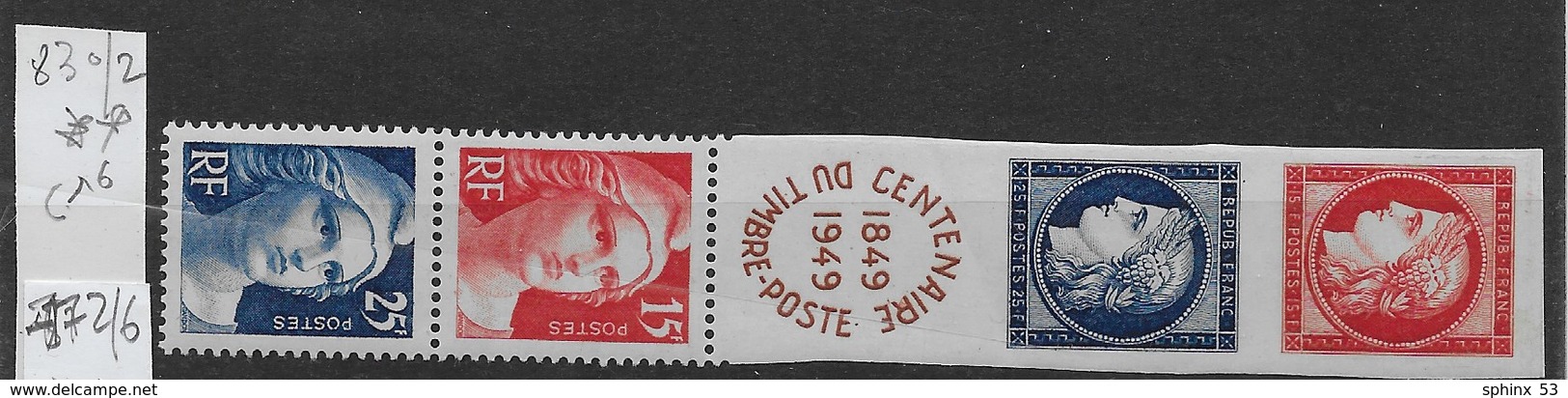 N° 830 à 832 ** Gomme Origine - Unused Stamps