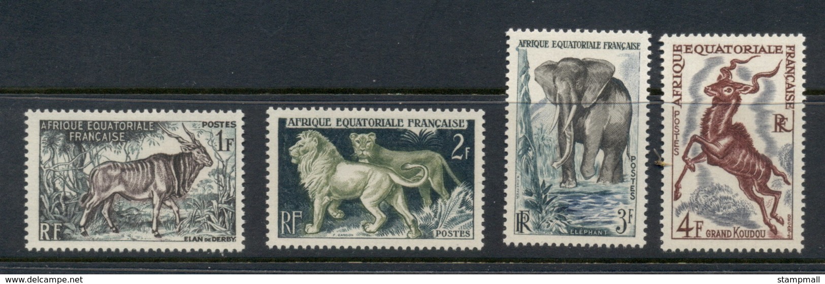 French Equitorial Africa 1957 Wildlife MLH - Unused Stamps