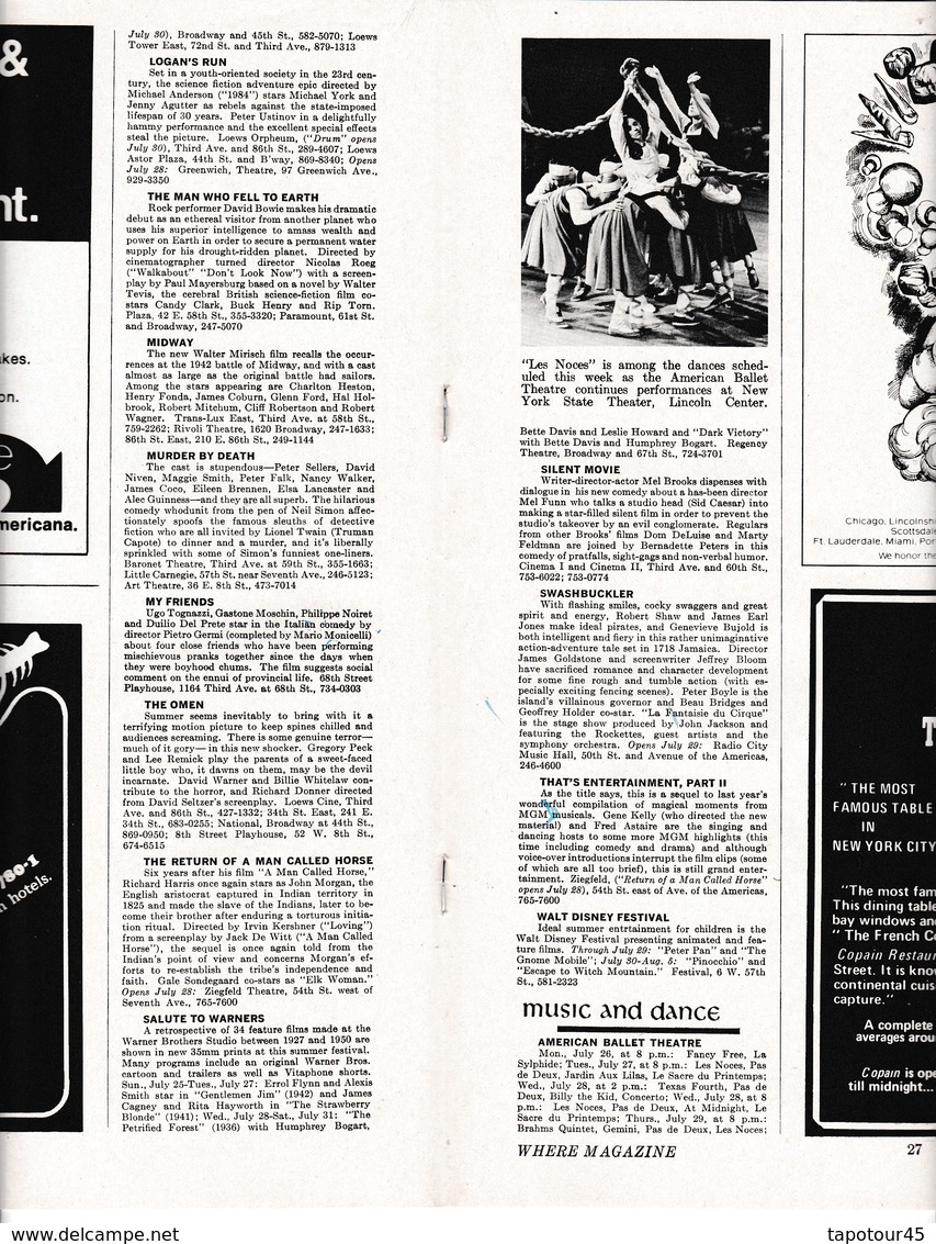 C 9)  Revue WHERE 1976 Publicité - 1950-Maintenant