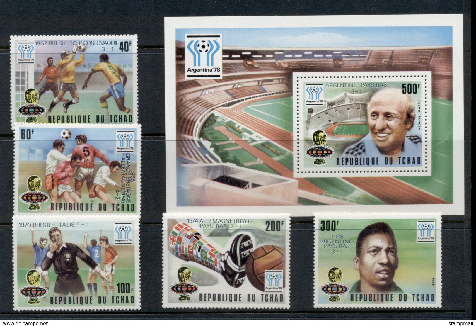 Chad 1978 World Cup Soccer Opt In Silver + MS MUH - Chad (1960-...)