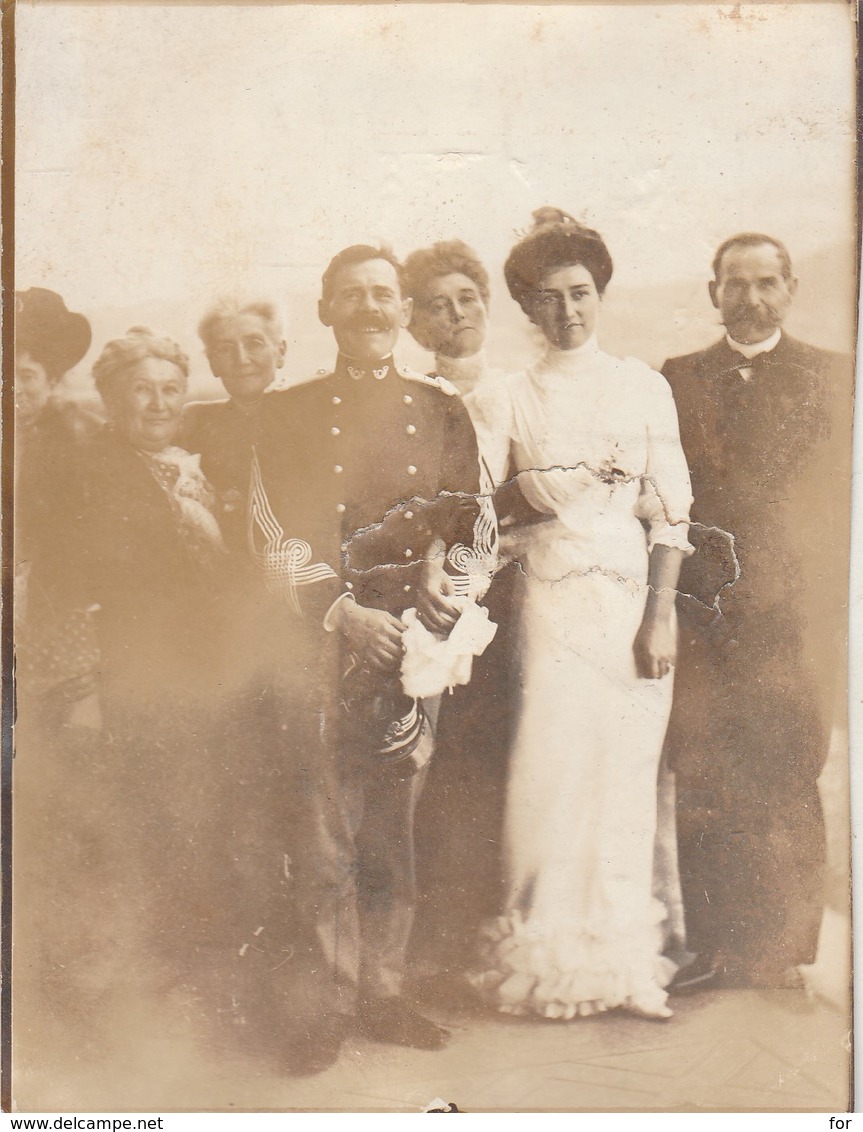 Photos - Anciennes : Militaire : Mariage D'un Chasseur Alpin ( Format 11,8cm X 9cm ) - Circa 1900 - Guerre, Militaire