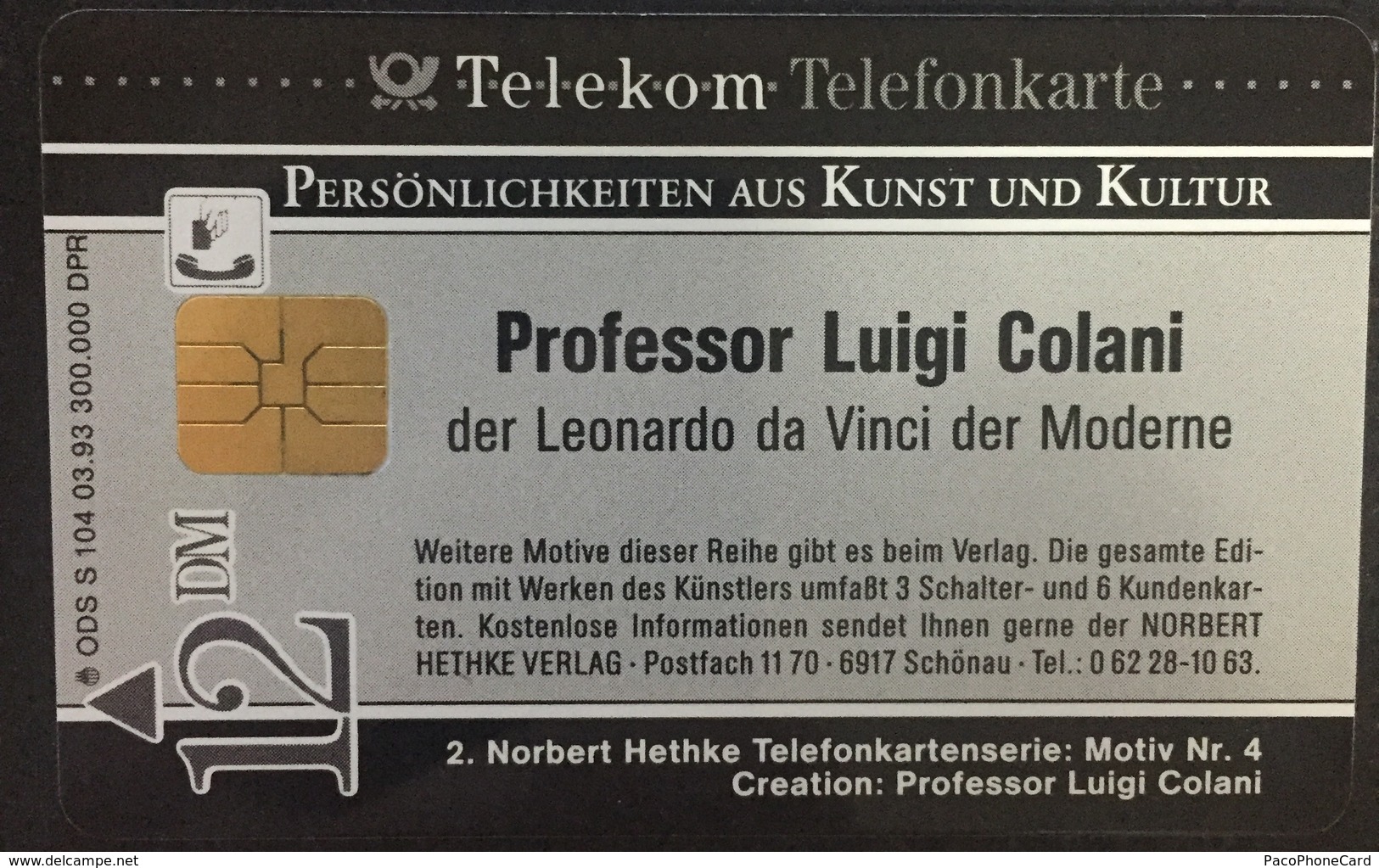 Paco \ GERMANIA \ Deutsche Telecom \ S 104/93 \ Norbert Hethke Verlag - Professor Luigi Colani 6 (Bugatti) \ Usata - S-Series : Sportelli Con Pubblicità Di Terzi