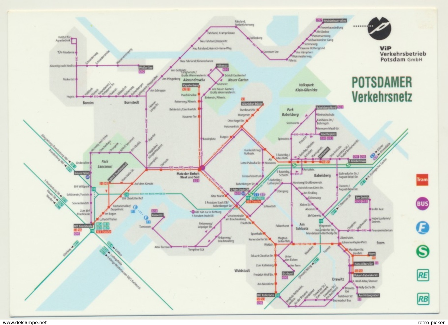 AK  Orientierungskarte Map Verkehrsnetz Potsdam - Mapas