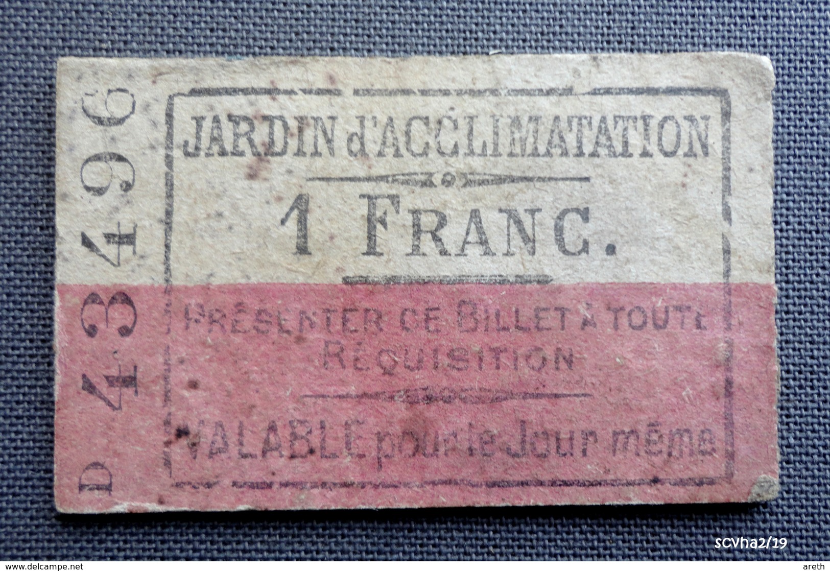 PARIS :Ancien Ticket D'entrée Pour Le Jardin D'acclimatation - Verso : Pub. Pour La Livraison De Lait Frais Des Vaches - Tickets D'entrée