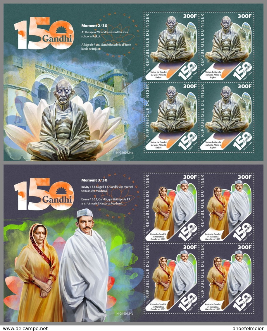 NIGER 2019 MNH Mahatma Gandhi Moments No.2-3 M/S - OFFICIAL ISSUE - DH1915 - Mahatma Gandhi