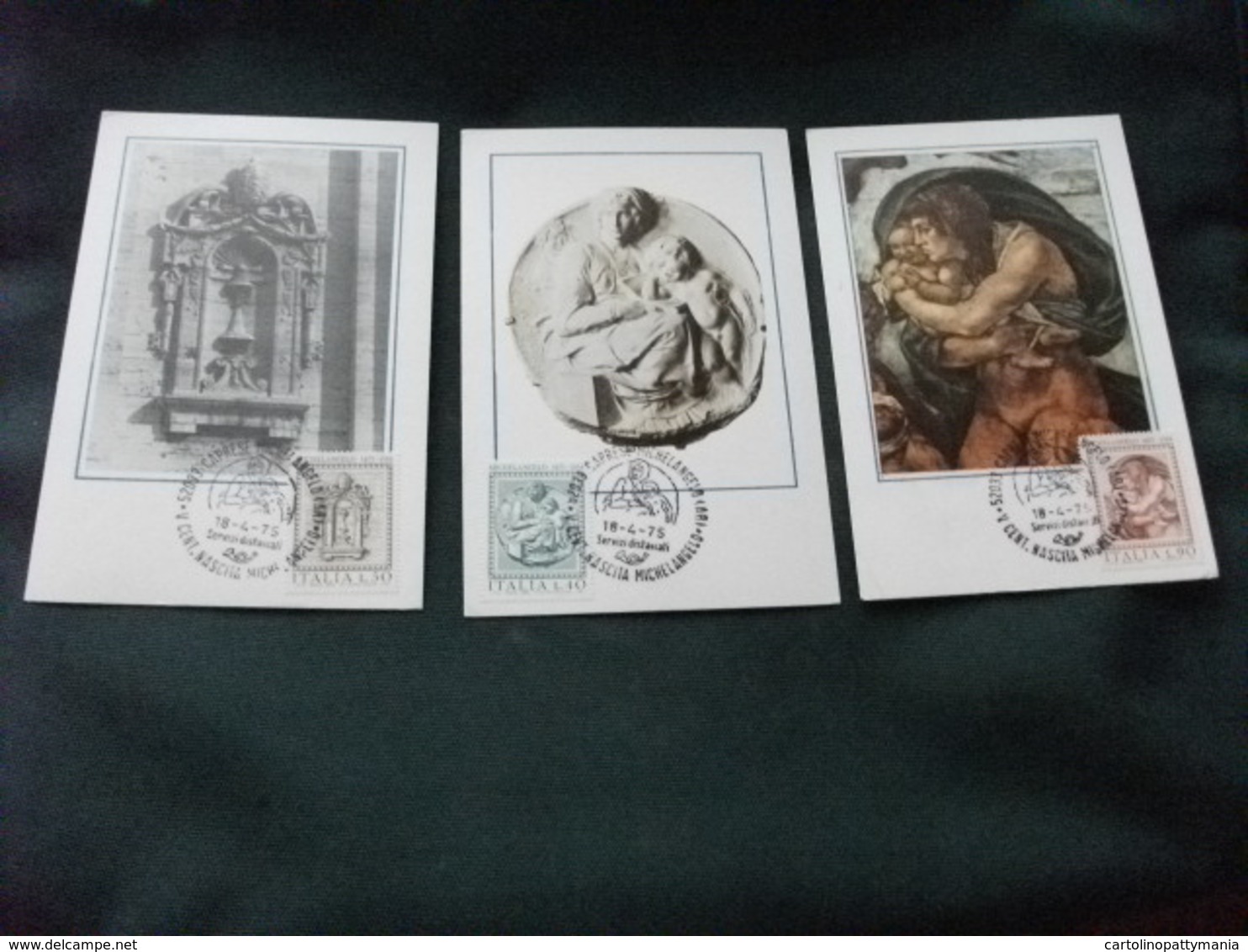 MAXIMUM  3 Cartoline 106/8 MICHELANGELO BUONARROTI TONDO PITTI SAN PIETRO ROMA FINESTRONE PARTICOLARE DILUVIO UNIVERSALE - Artisti