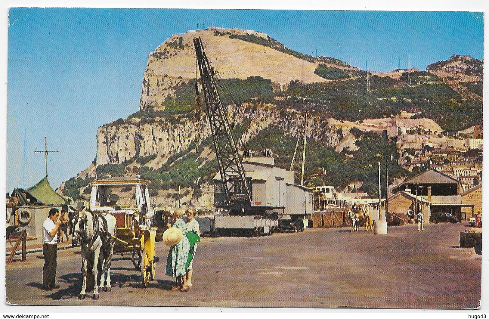 (RECTO / VERSO) GIBRALTAR EN 1960 - NORTH WEST VIEW OF ROCK - BEAU TIMBRE ET FLAMME - FORMAT CPA VOYAGEE - Gibraltar