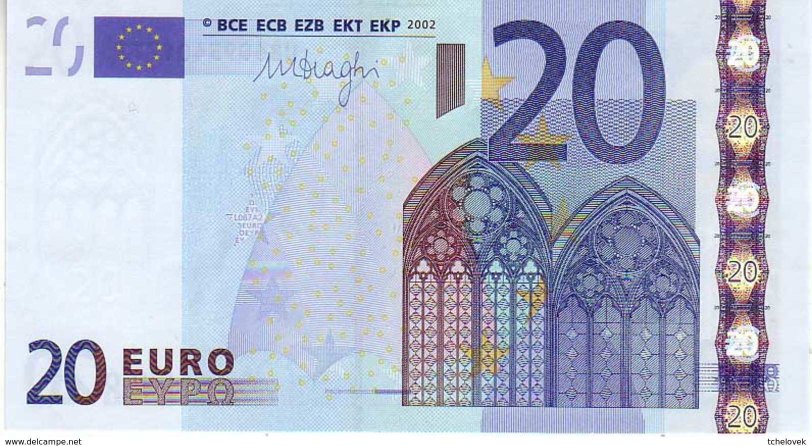 (Billets). 20 Euros 2002 Serie U, L087A2, N° U 86095401773,  Signature 3 Mario Draghi UNC - 20 Euro