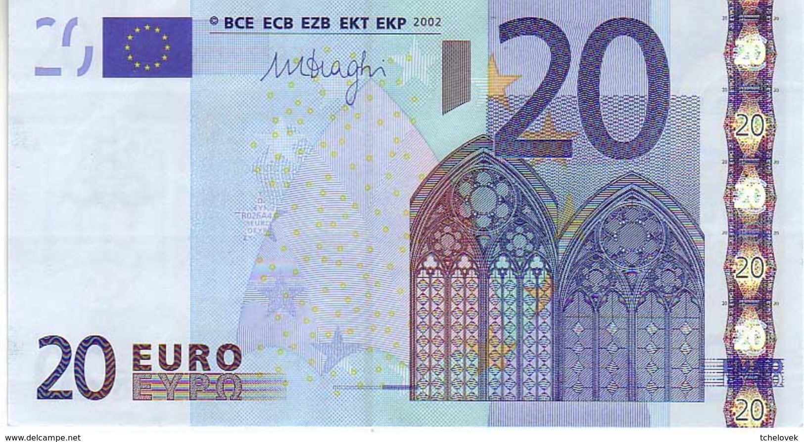 (Billets). 20 Euros 2002 Serie L, R026A4, N° L 42792899225,  Signature 3 Mario Draghi UNC - 20 Euro