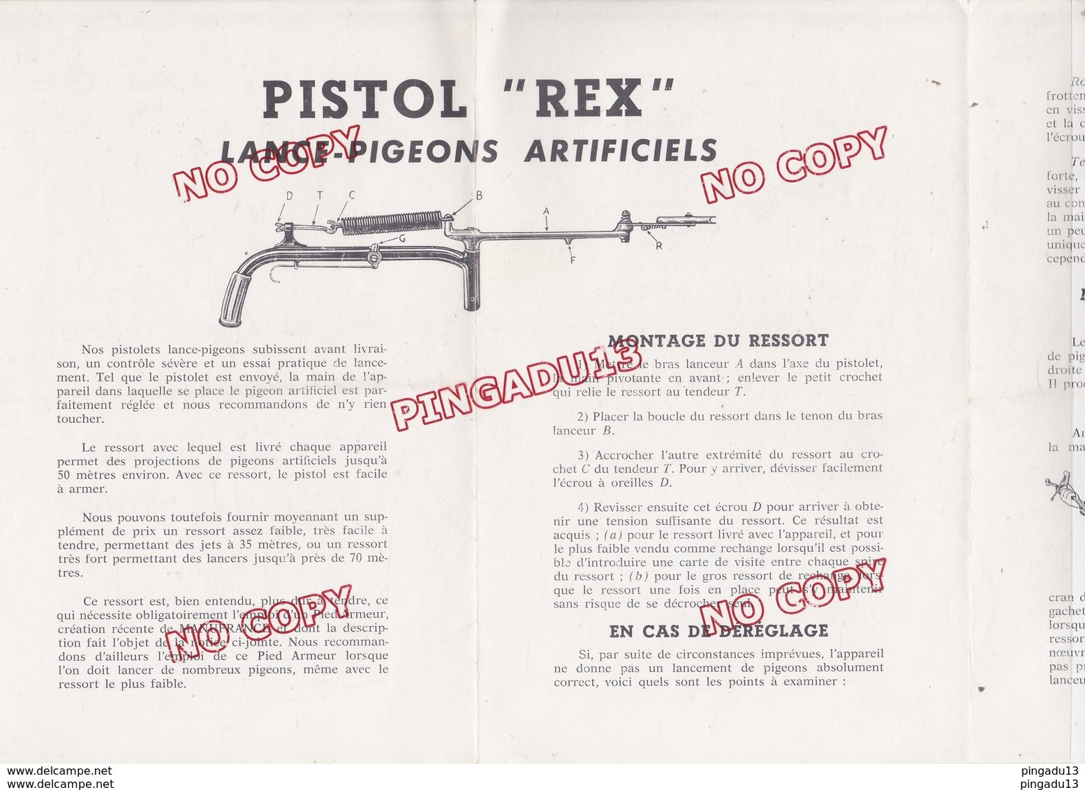 Au Plus Rapide Lot Publicité Manufrance Pistol Rex Lance-pigeons Artificiels Ball Trap Chasse Fusil - Publicités