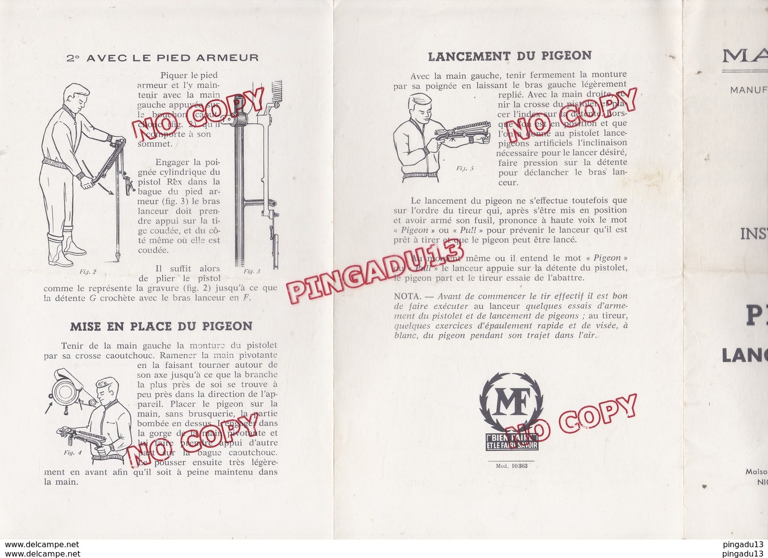 Au Plus Rapide Lot Publicité Manufrance Pistol Rex Lance-pigeons Artificiels Ball Trap Chasse Fusil - Advertising