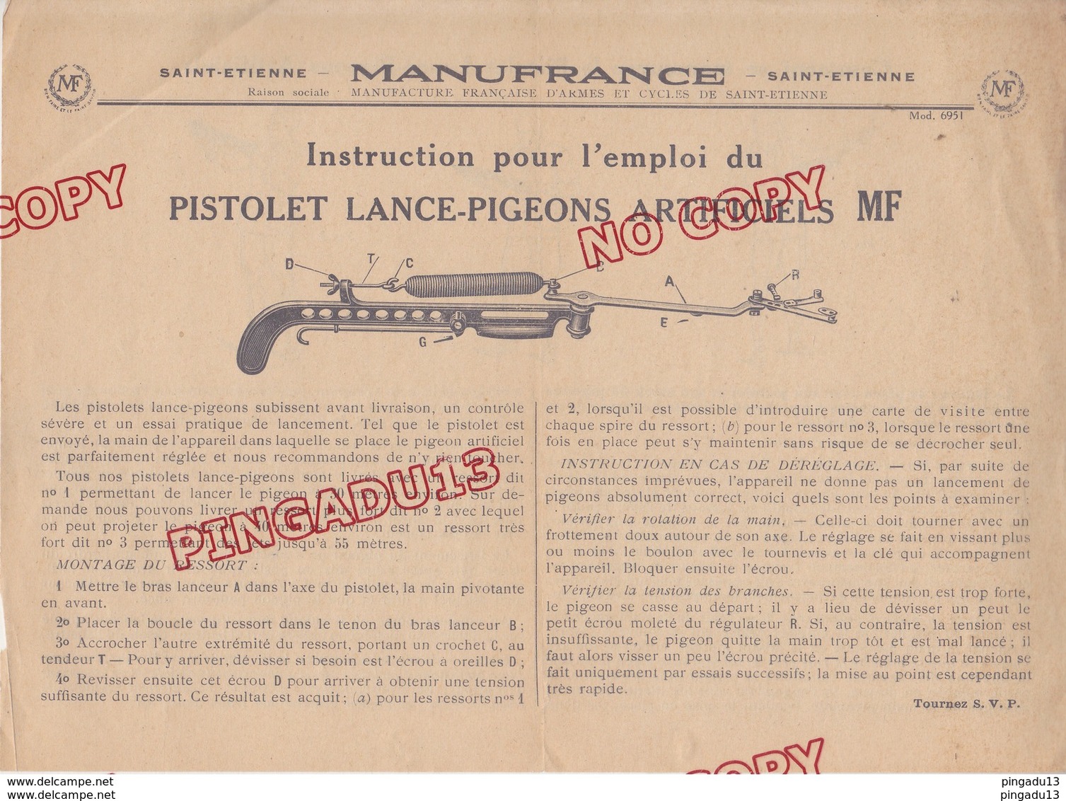 Au Plus Rapide Lot Publicité Manufrance Pistol Rex Lance-pigeons Artificiels Ball Trap Chasse Fusil - Advertising