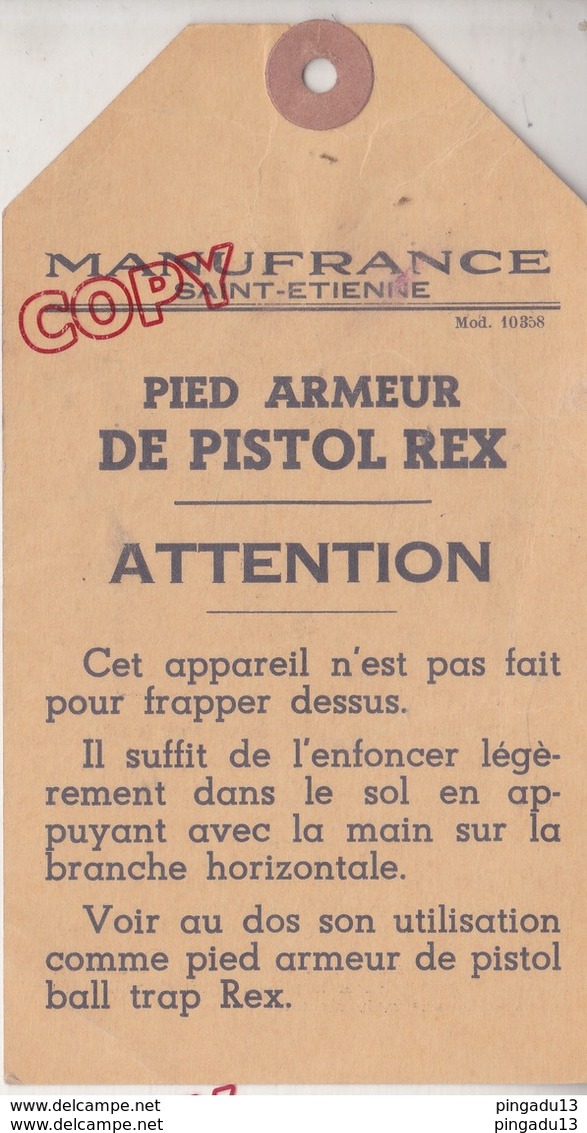 Au plus rapide lot publicité Manufrance Pistol Rex Lance-pigeons artificiels ball trap chasse fusil