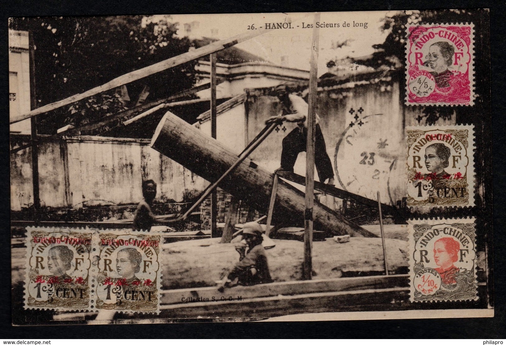 INDOCHINE  KOUANG THCHEOU    CPA  Les Scieurs De Long HANOI  Ref.  4011 - Storia Postale