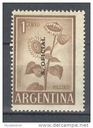 Argentina 1961 Official Mi. 98 Type II  1 P Girasol Sunflower Overprinted S. Oficial MH - Dienstmarken