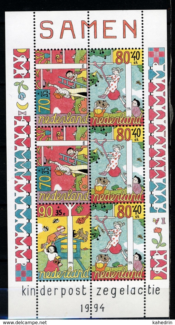 Nederland Pay Bas Olanda Netherlands 1994, Kinderzegels Child Welfare **, MNH, S/S - Ongebruikt