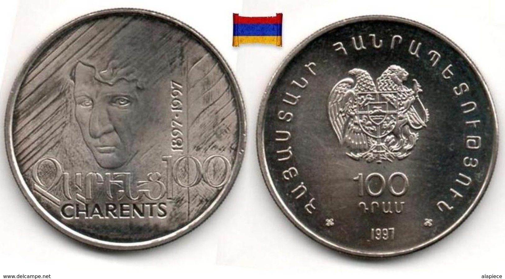 Arménie - 100 Dram 1997 (UNC - Charents Poet) - Armenia