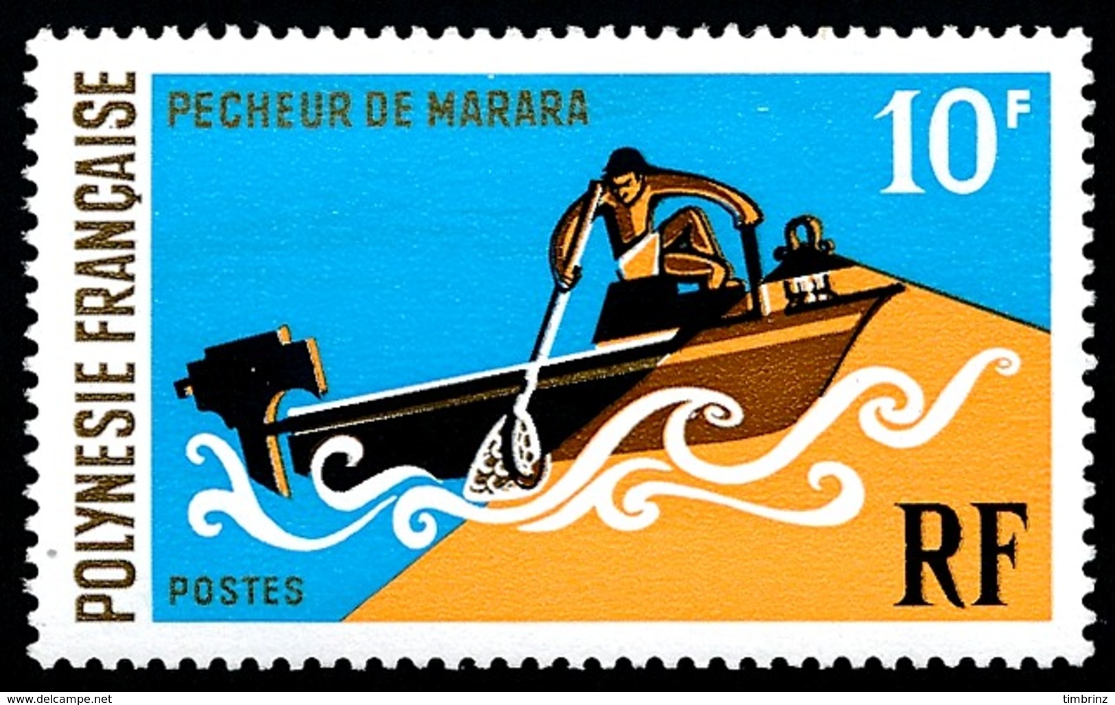 POLYNESIE 1971 - Yv. 82 ** TB  Cote= 15,00 EUR - Sports Nautiques : Pêcheur De Marana  ..Réf.POL23826 - Unused Stamps