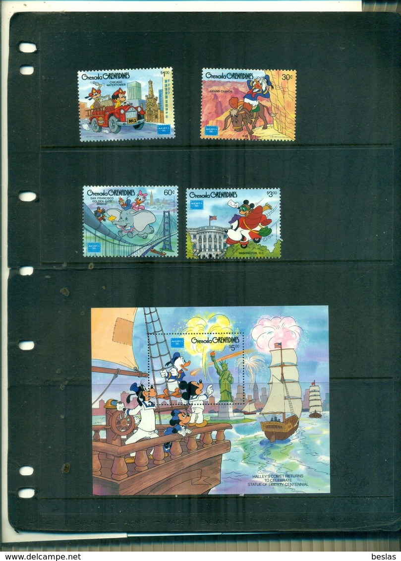 GRENADA GRENADINES AMERIPEX 86 -DISNEY 4 VAL + BF NEUFS A PARTIR DE 1.25 EUROS - Grenada (1974-...)