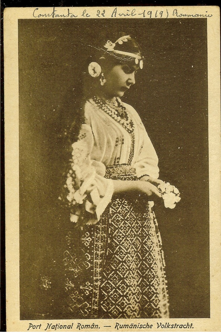 Postcard, Romania, Romanian National Costume, Used 1919,  Publ. I. Saraga & S. Schwartz, Bucuresti - Roumanie