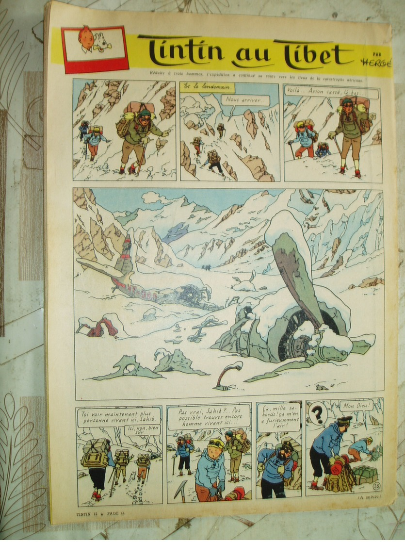 TINTIN BELGE  NO 12- 04/1959-COVER HERGE-RC DIVERS--PUB DINKY TOYS-MOTO NSU -VOIR - Tintin