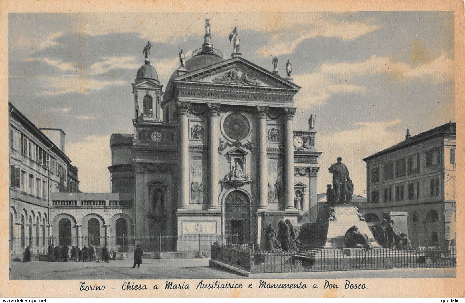 1019  "TORINO - CHIESA A MARIA AUSILIATRICE E MONUMENTO A DON BOSCO"  ANIMATA.  CART NON  SPED - Églises