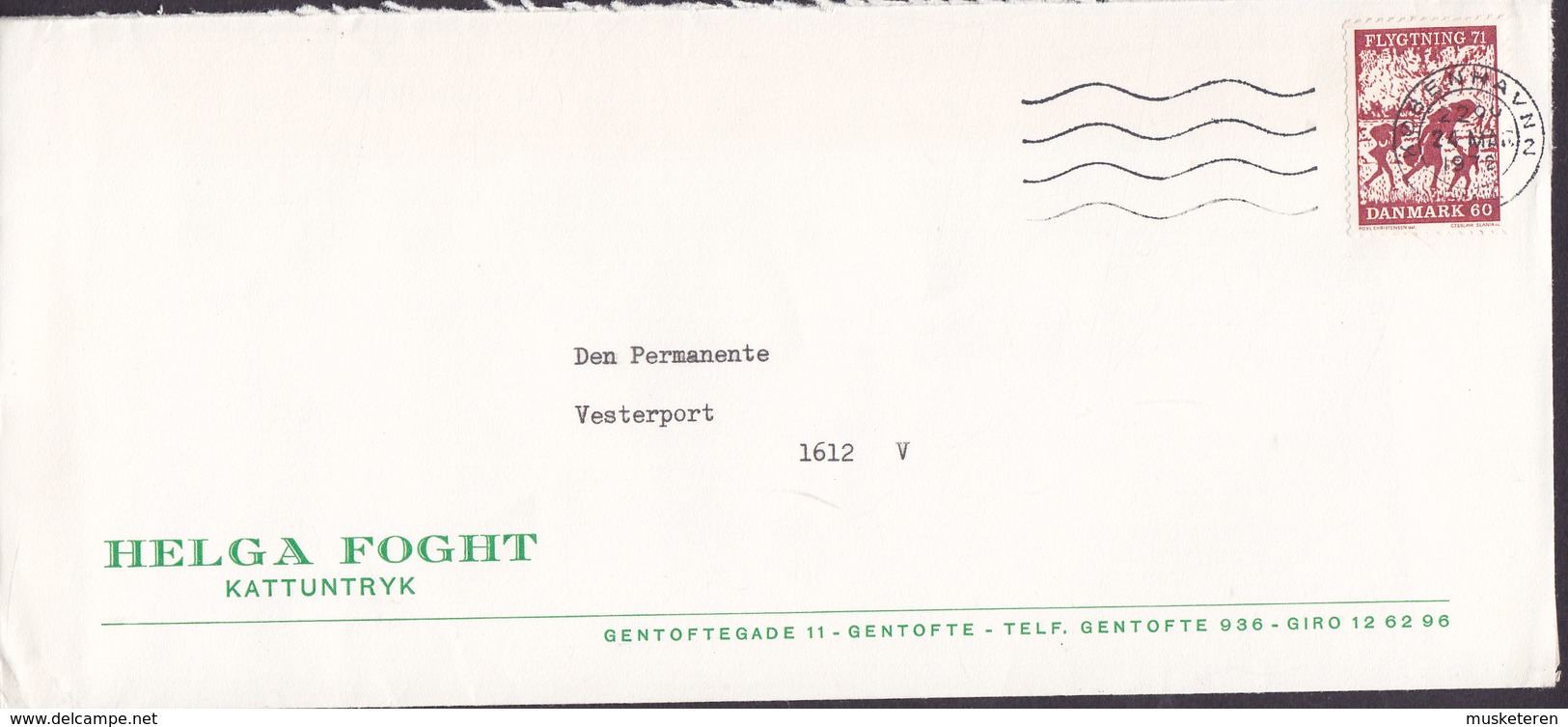 Denmark HELGA FOGHT Kattuntryk Gentoftegade 11, GENTOFTE TMS Cds. KØBENHAVN 1972 Cover Brief World Refugee (Cz. Slania) - Briefe U. Dokumente