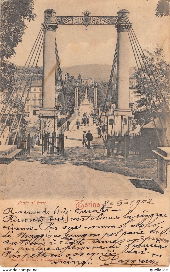 1020  "TORINO - PONTE DI FERRO"  ANIMATA.  CART   SPED 1902 - Bruggen