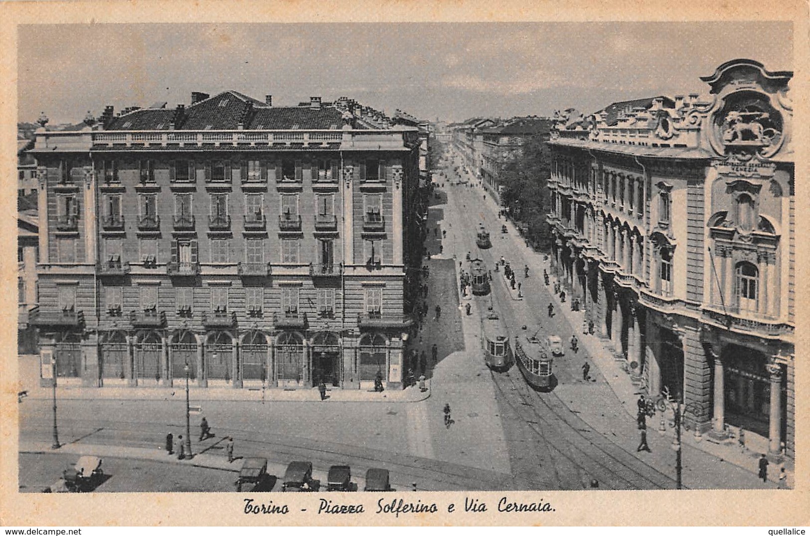 1022  "TORINO - PIAZZA SOLFERINO E VIA CERNAIA"  ANIMATA, TRAMWAY.  CART  NON  SPED - Autres & Non Classés