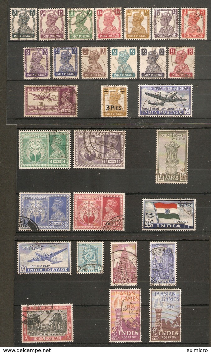 INDIA 1940 - 1951 COLLECTION OF FINE USED SETS Cat £27+ - 1936-47 King George VI