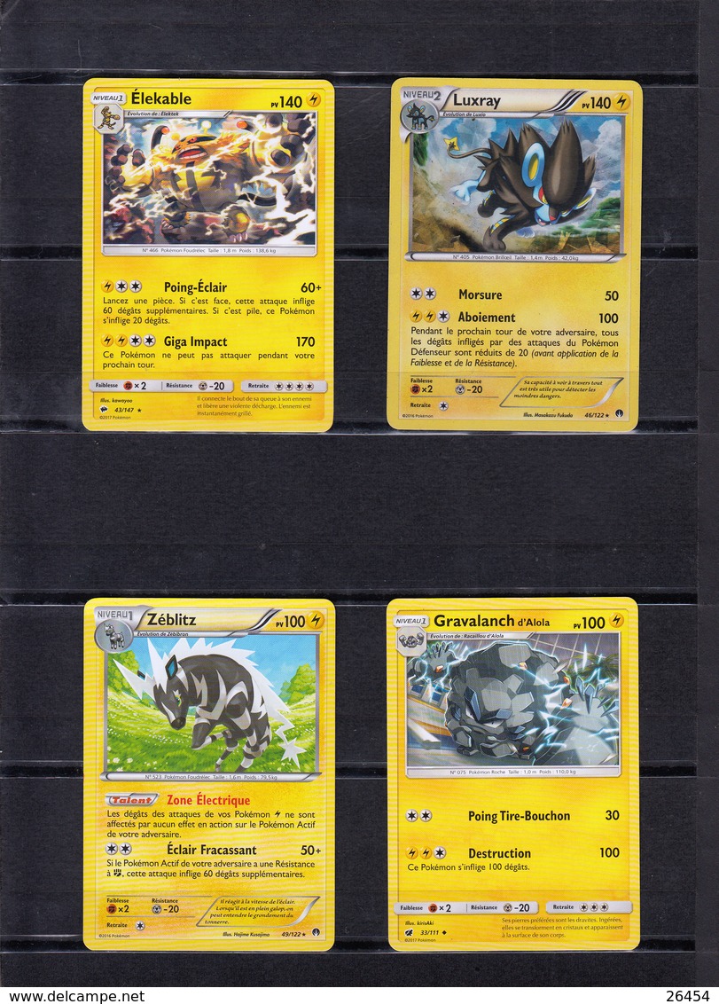 POKEMON  Lot De 4 Cartes  Série  PV   100 Et 140  Niveau 1 Et 2    En Excellent état - Lots & Collections