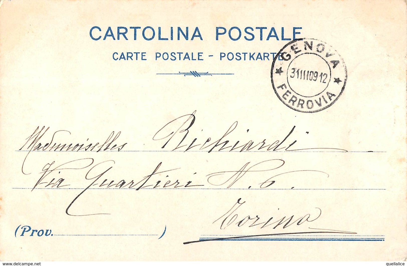 1029  "GENOVA - PIAZZA CARICAMNETO" ANIMATA, CARROZZE, TRAMWAY A CAVALLI.  CART  SPED 1909 - Genova (Genoa)