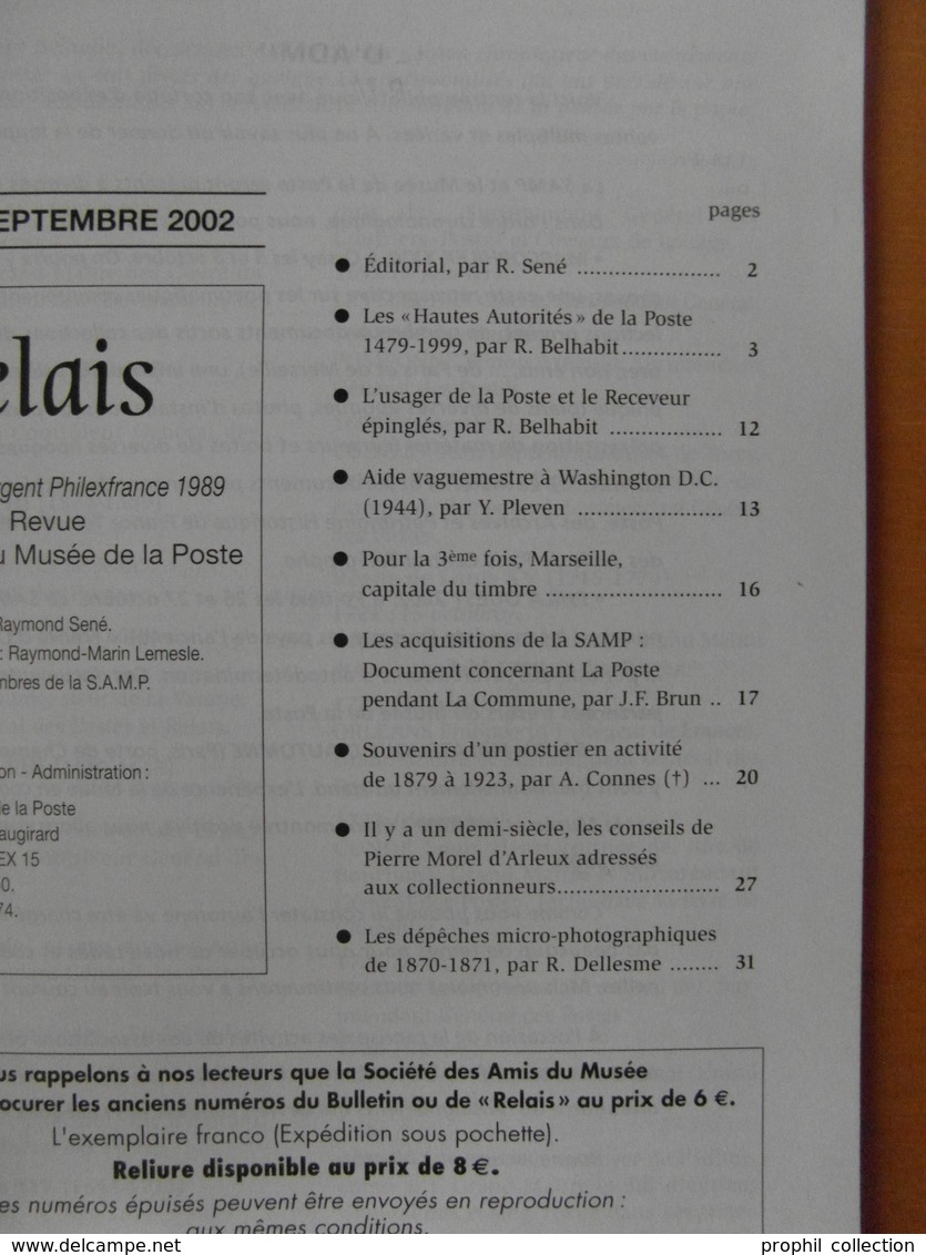 RELAIS N°79 (VOIR SOMMAIRE) - REVUE TRIMESTRIELLE DES AMIS DU MUSÉE DE LA POSTE (36 PAGES) - Philatélie Et Histoire Postale