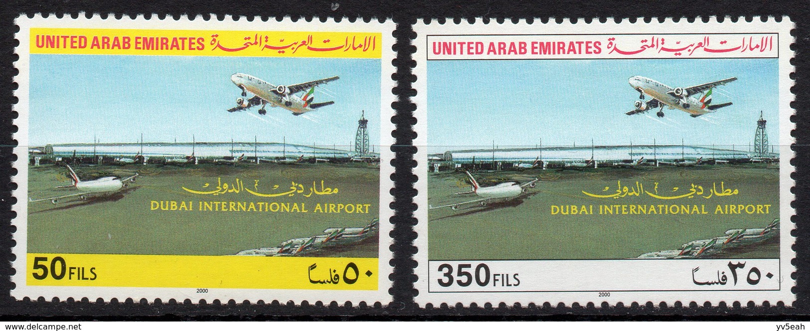 UNITED EMIRATES ARAB/2000/MNH/SC#670-671/EXPANSION INTL DUBAI AIRPORT / AVIATION - United Arab Emirates (General)